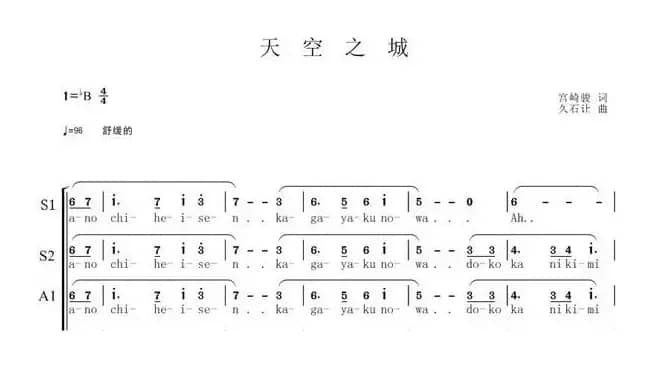天空之城（五线谱与简谱）