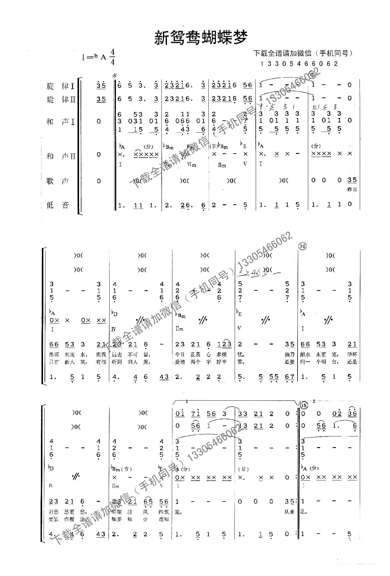 新鸳鸯蝴蝶梦（乐队总谱）