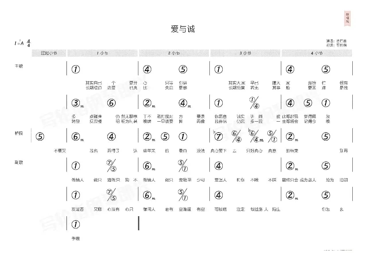 爱与诚（简和谱）
