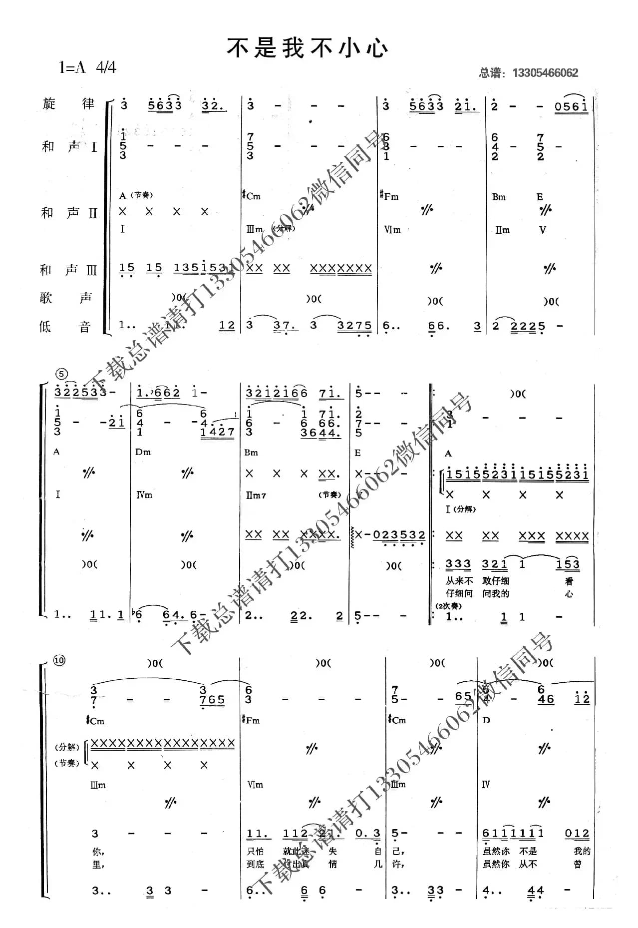 不是我不小心（乐队总谱）