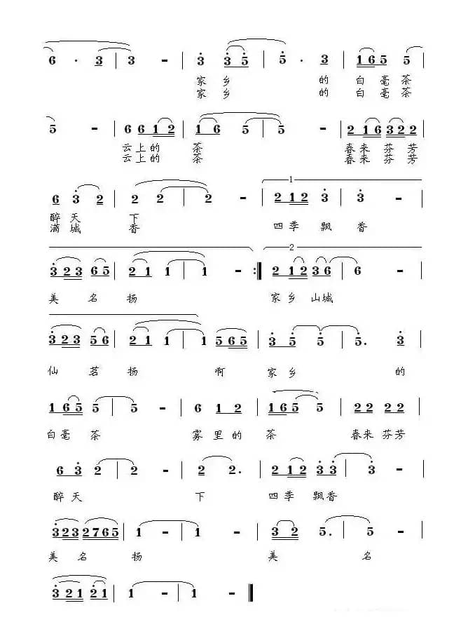 家乡的白毫茶（又名：家乡白毫茶）