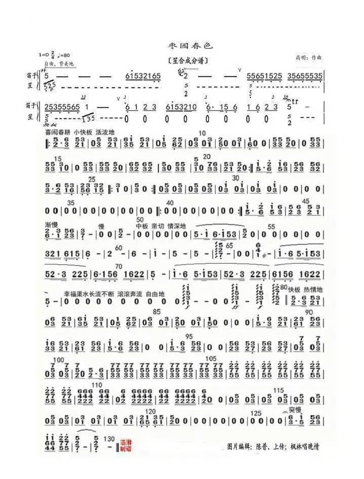 枣园春色（笙合成分谱）