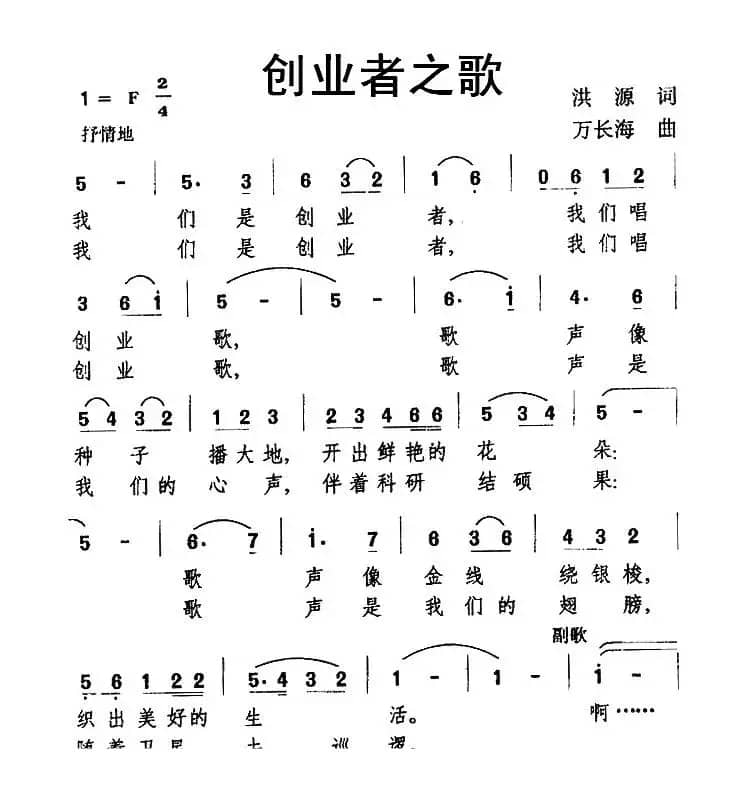 创业者之歌（洪源词 万长海曲）