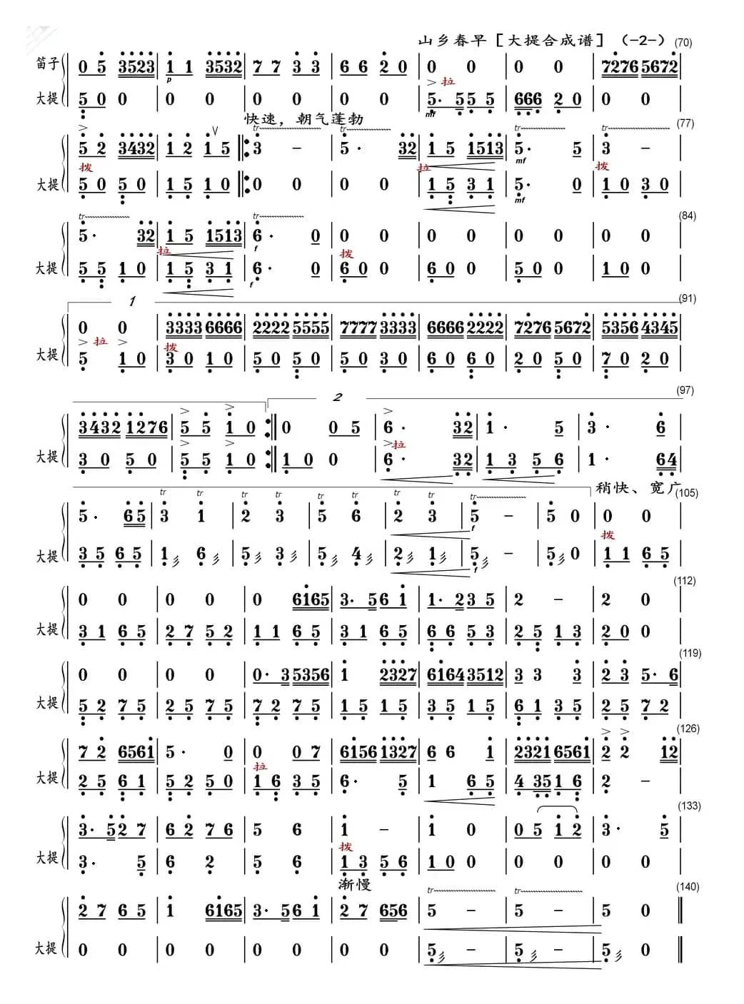 山乡春早（大提合成谱）