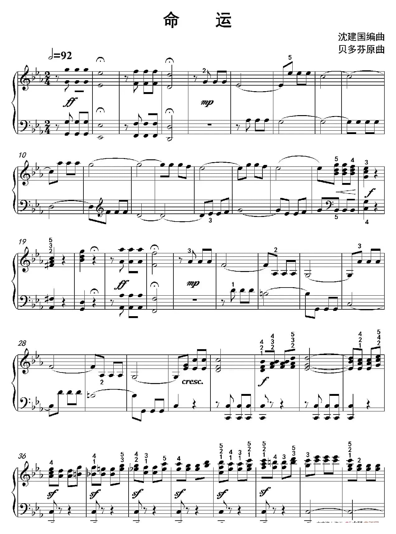 命运（沈建国钢琴版）