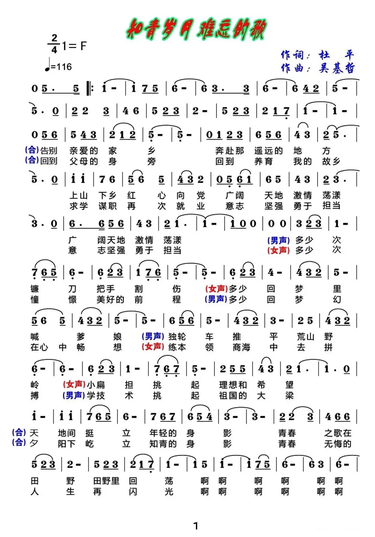 知青岁月难忘的歌