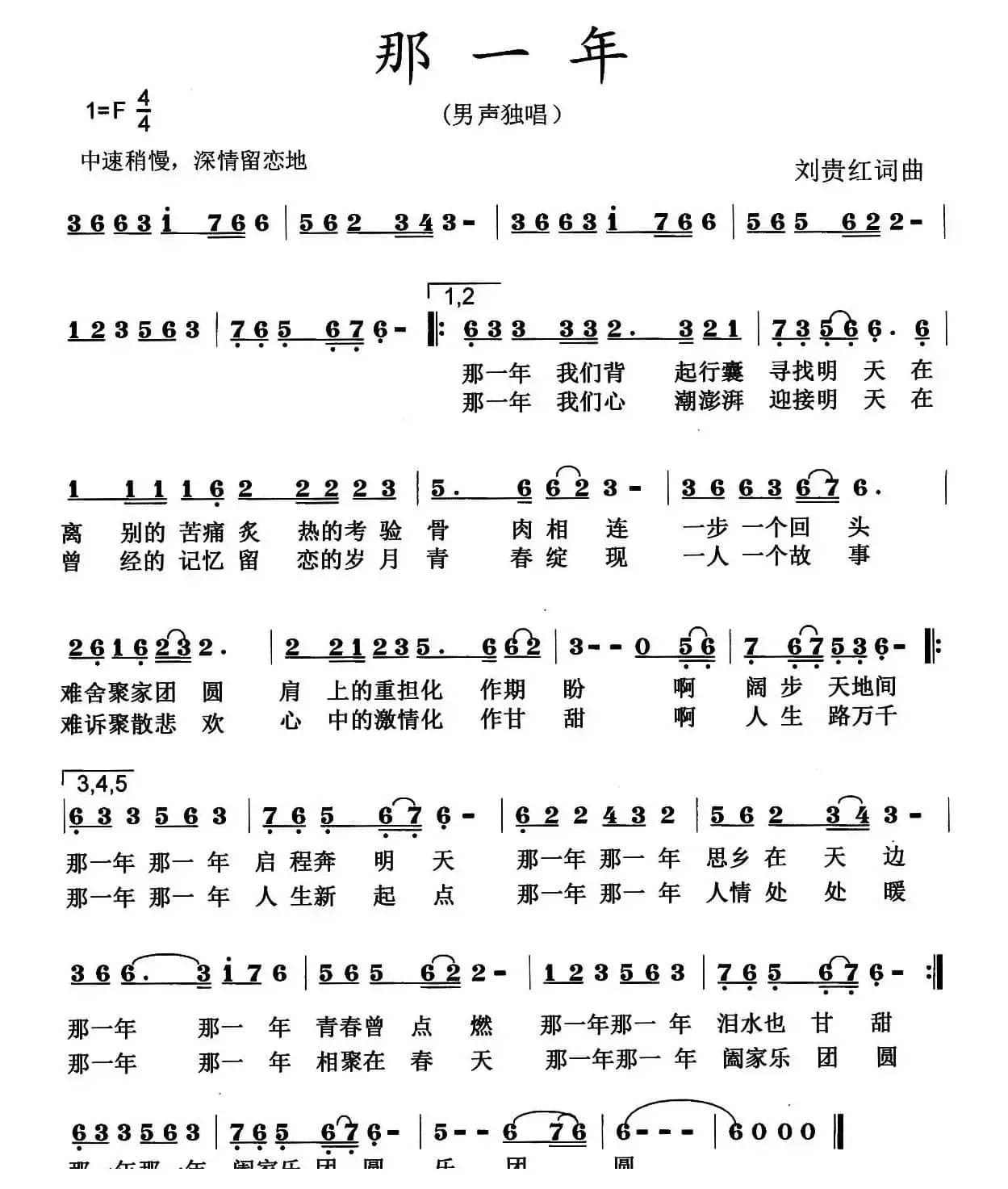 那一年（刘贵红词曲）