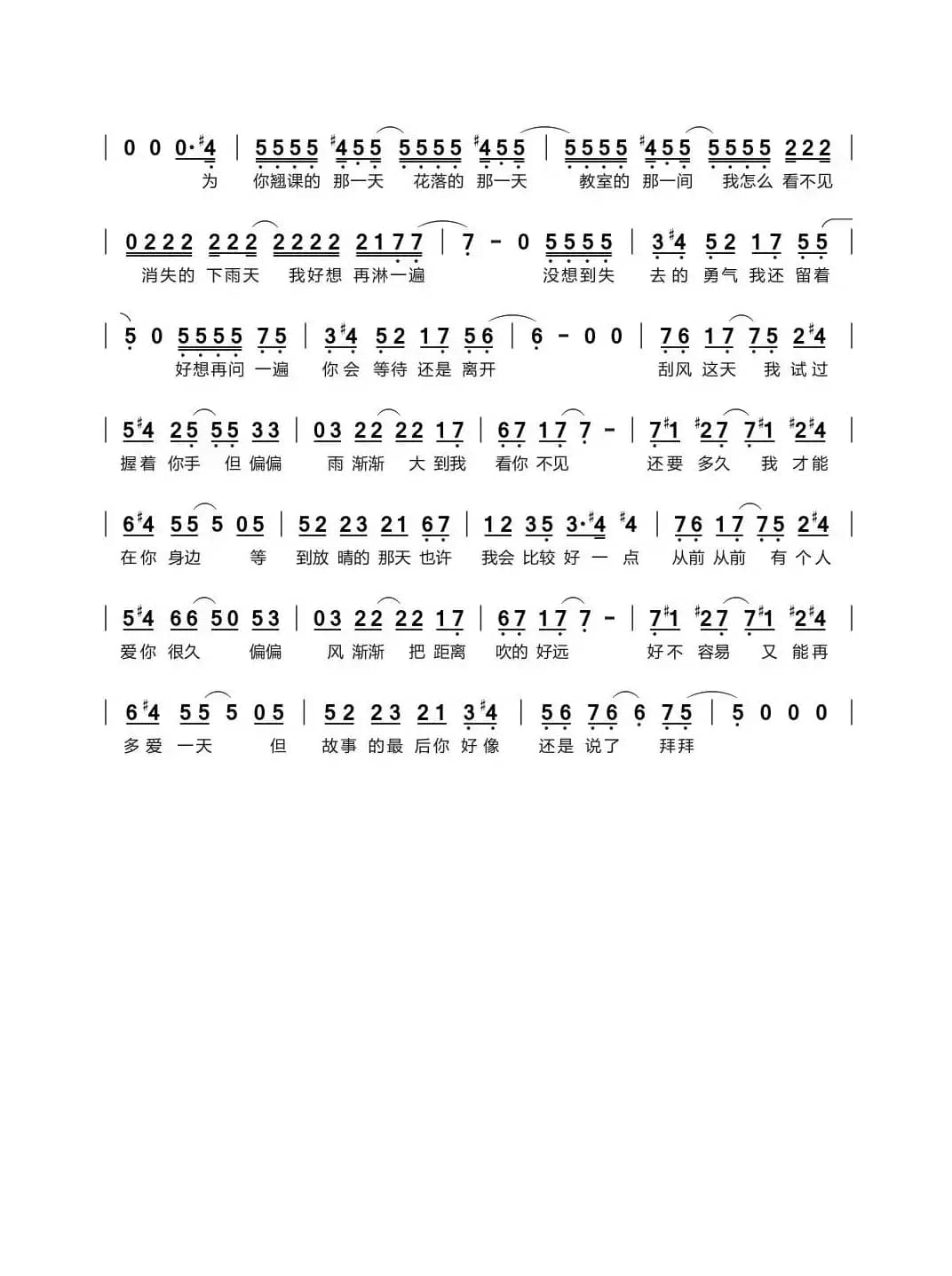 晴天 C 调转调（半音阶口琴）