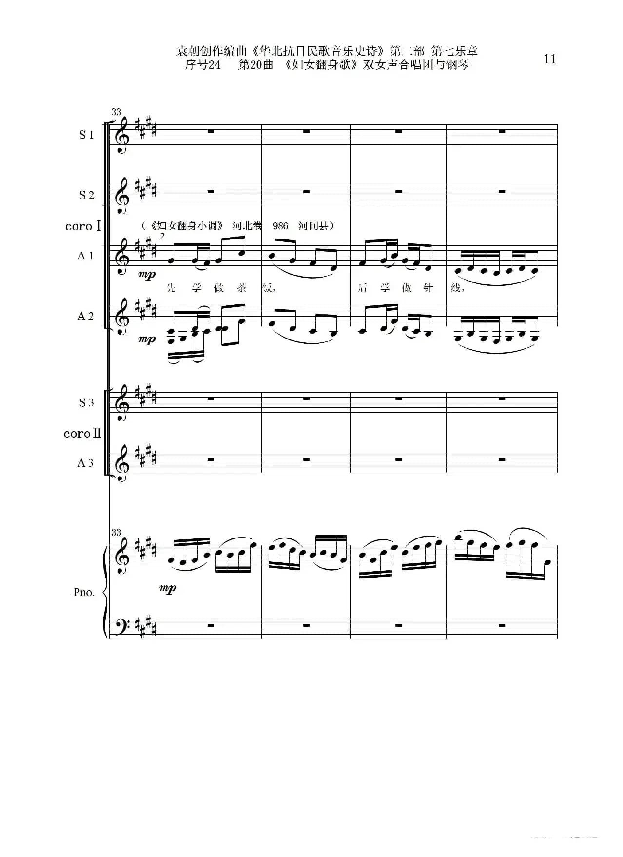 序号24第20曲《妇女翻身歌》双女声合唱团与钢琴