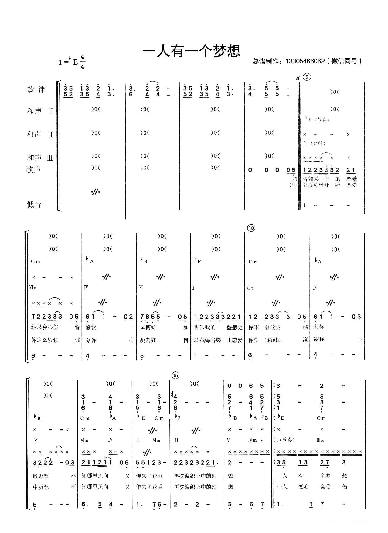 一人有一个梦想（乐队总谱）
