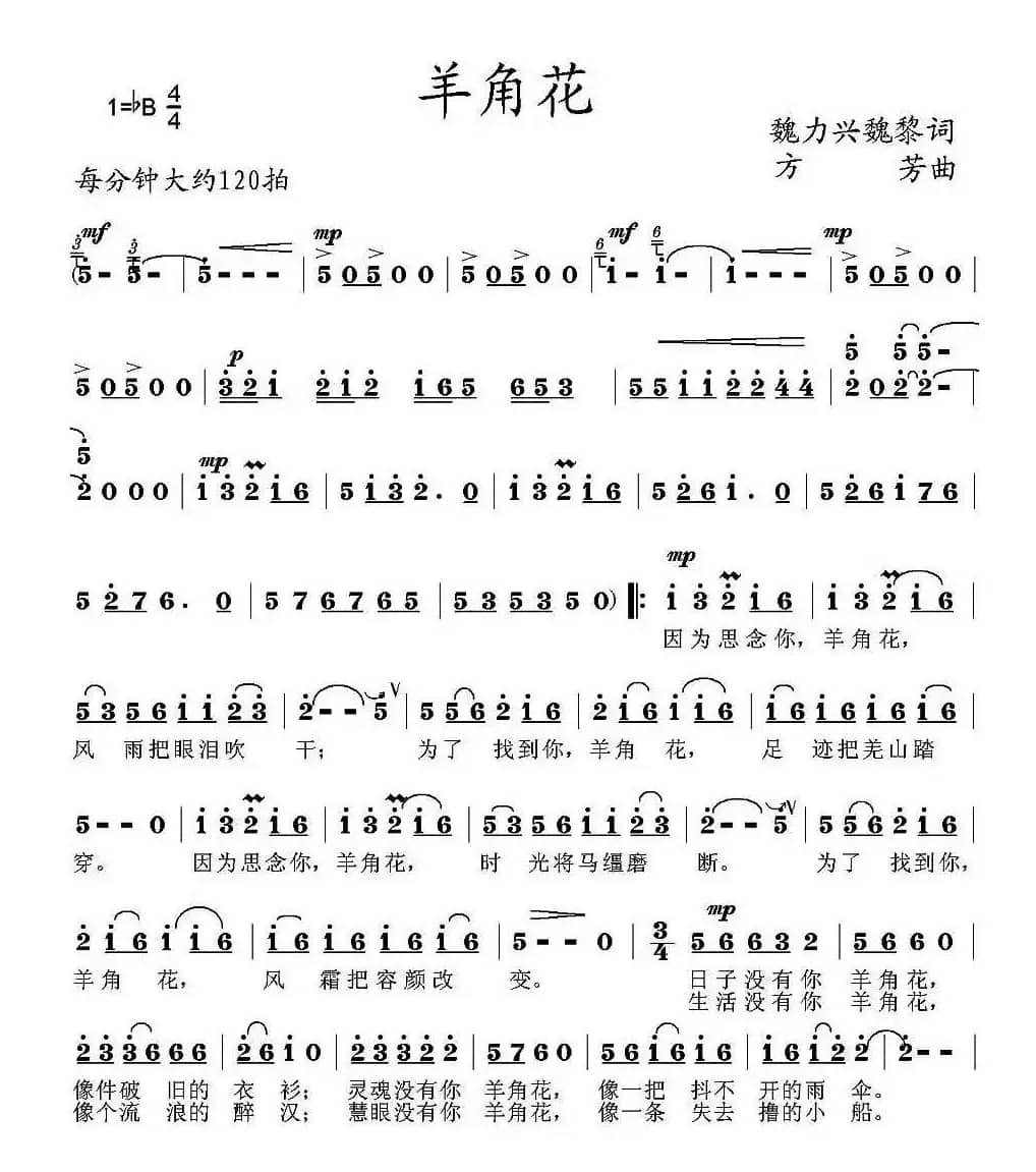 羊角花(魏力兴、魏黎词 方芳曲)