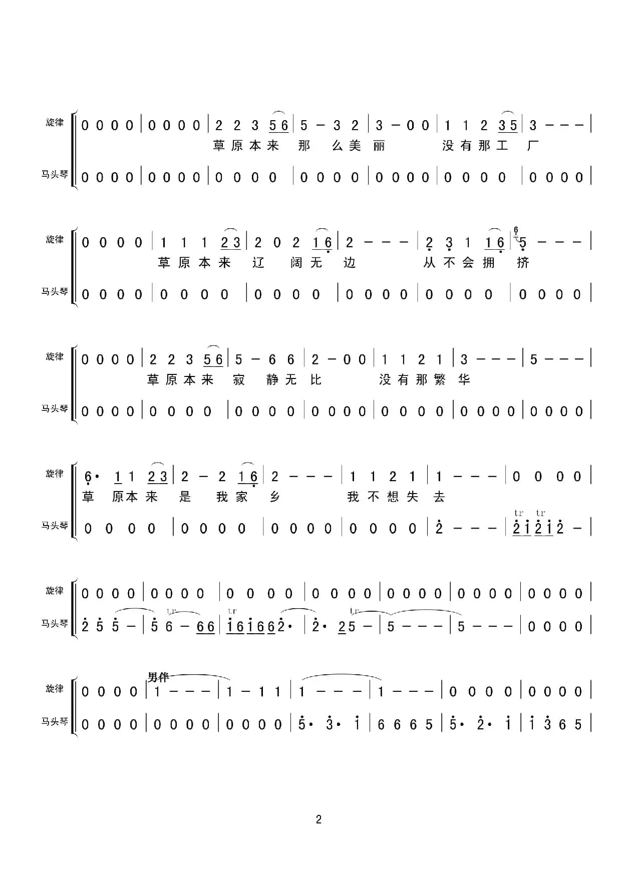 第四章节（简谱）