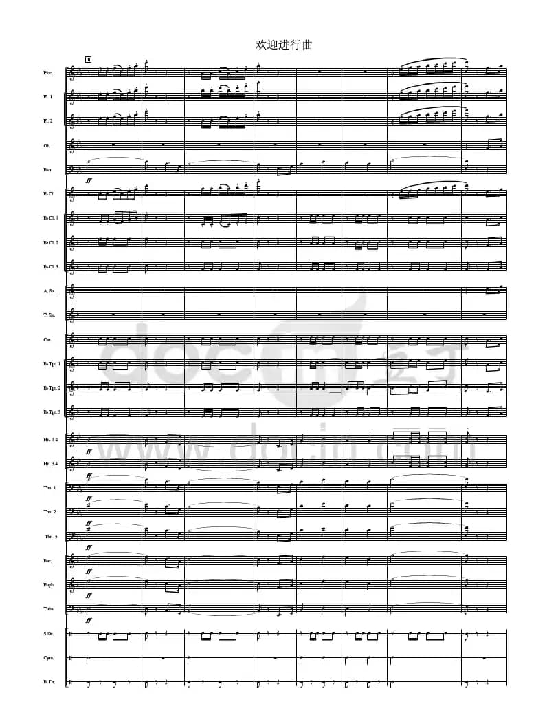 欢迎进行曲(军乐总谱)线