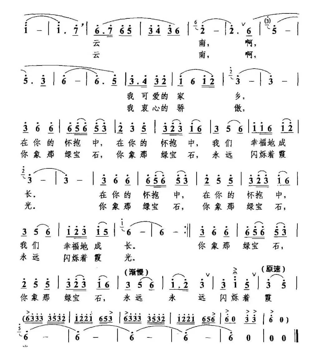 啊，云南，我可爱的家乡