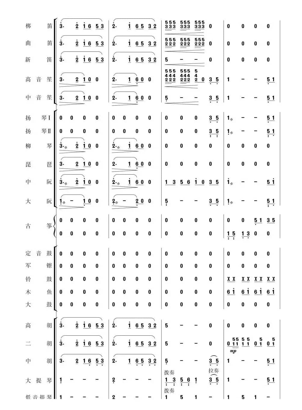 北京喜讯到边寨(民乐简谱总谱)1-10