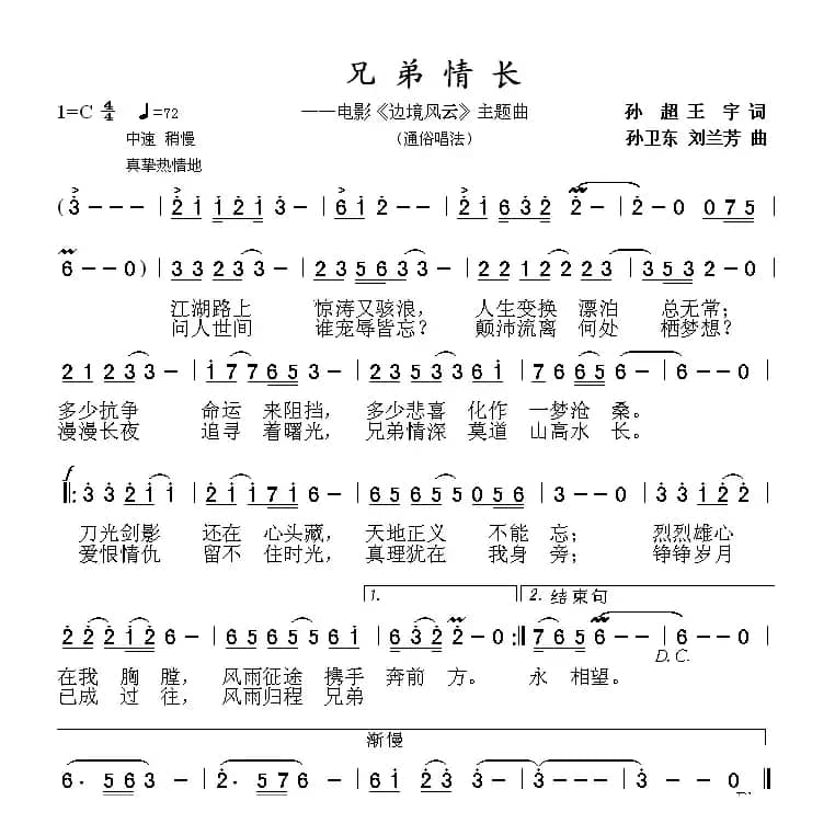 兄弟情长（孙超 王宇词 孙卫东 刘兰芳曲）