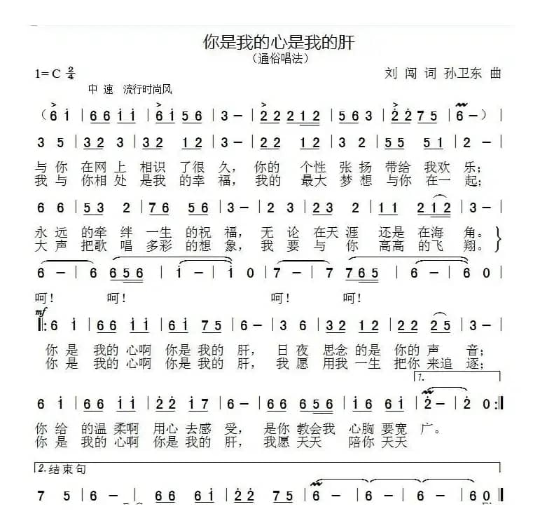 你是我的心是我的肝（刘闯词 孙卫东曲）