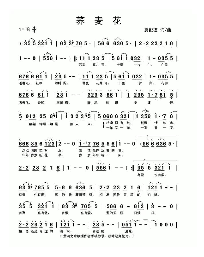 荞麦花（袁俊德 词曲）