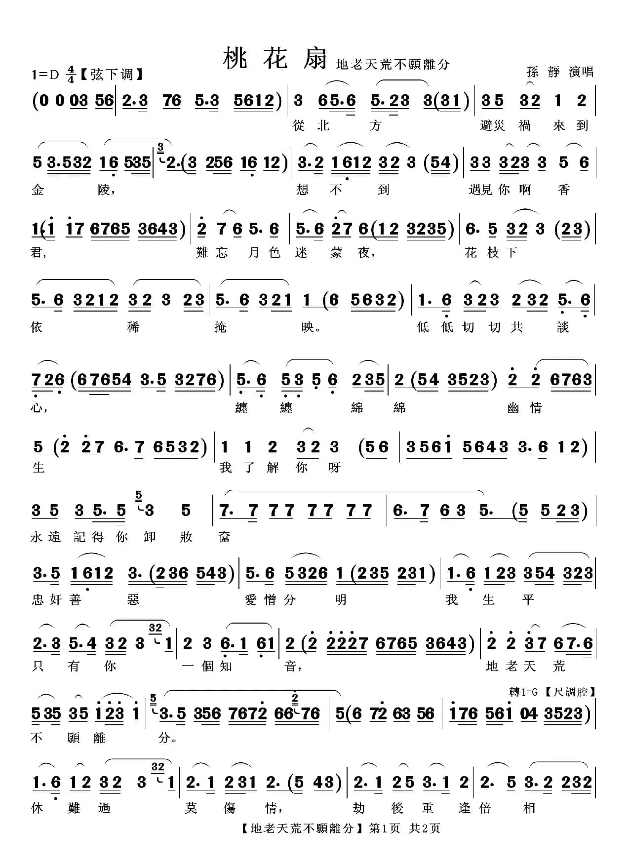 地老天荒不愿离分（越剧《桃花扇》选段）