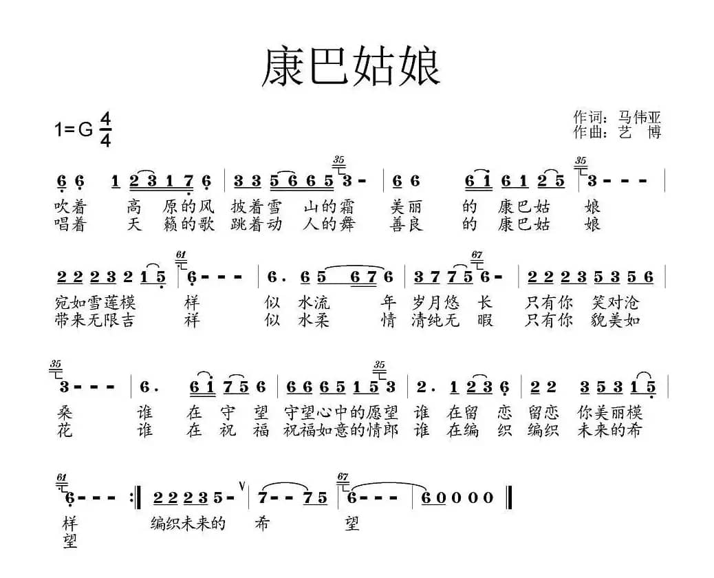 康巴姑娘（马伟亚词 艺博曲）