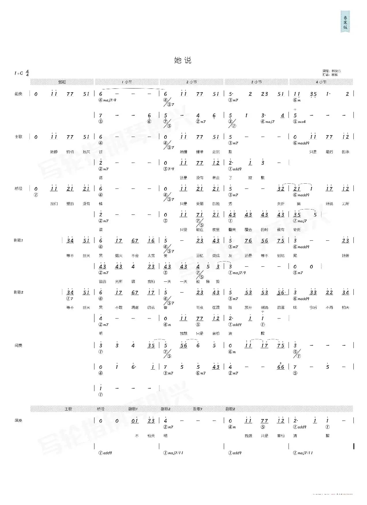 她说（简和谱）