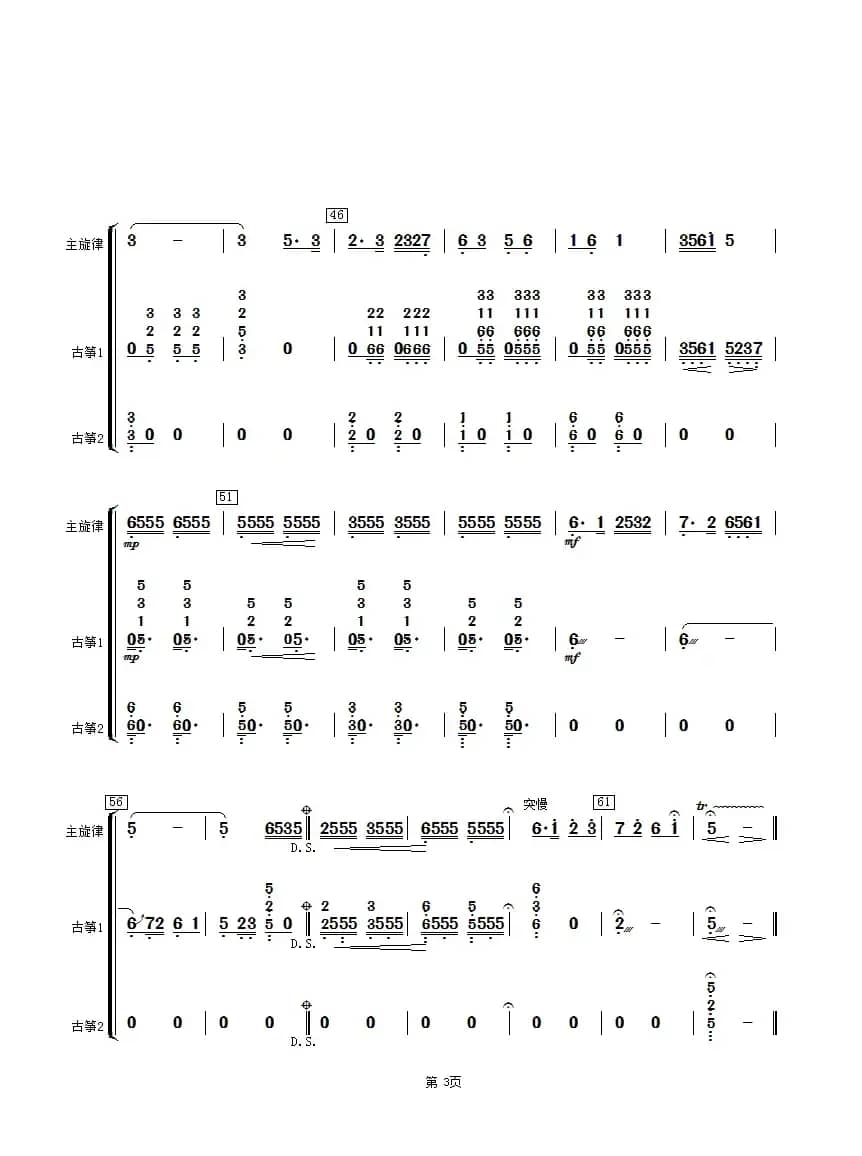 旱天雷（古筝分谱）