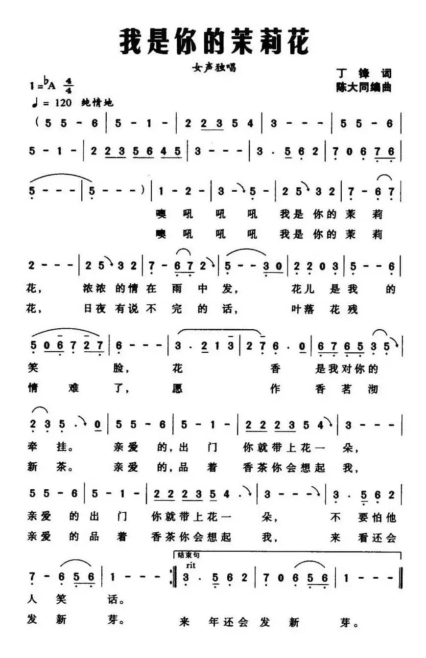 我是你的茉莉花