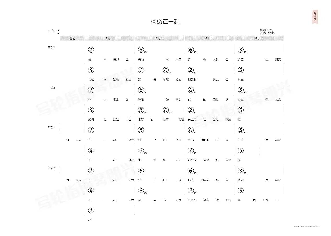 何必在一起（简和谱）