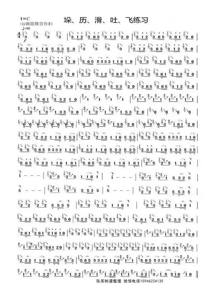 吐、滑、垛、花、飞指练习（袁非凡作曲 冯天石演奏）