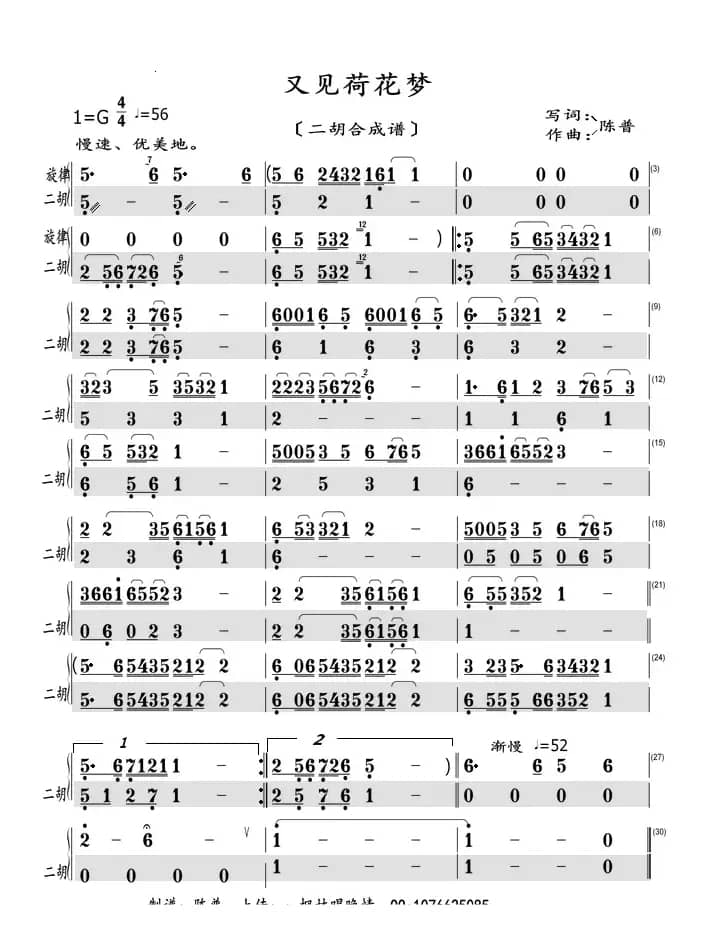 又见荷花梦（二胡螢光合成谱）