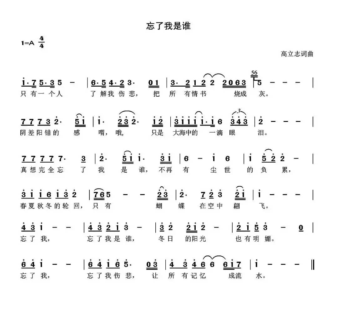 忘了我是谁（高立志 词曲）