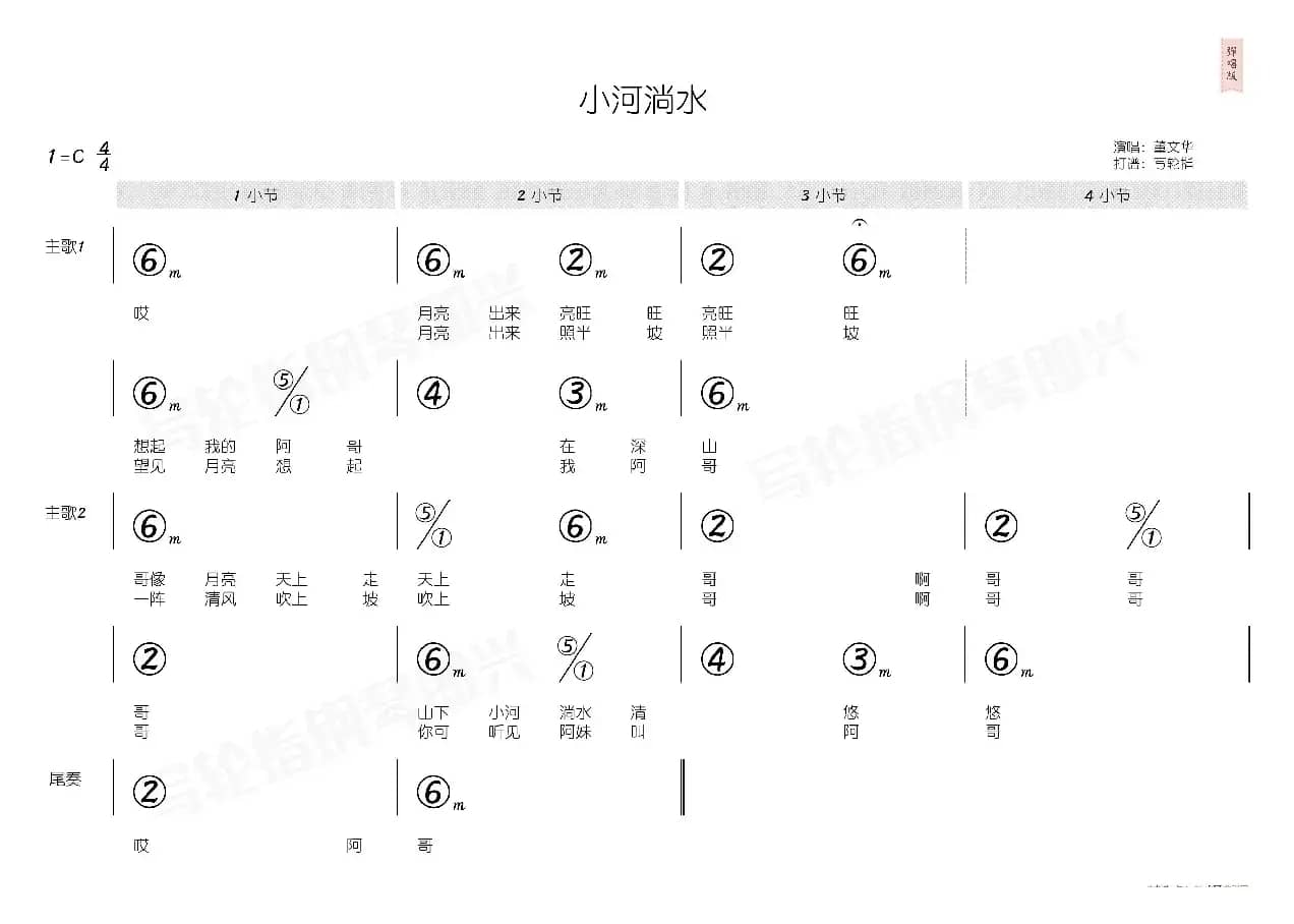 小河淌水（简和谱）
