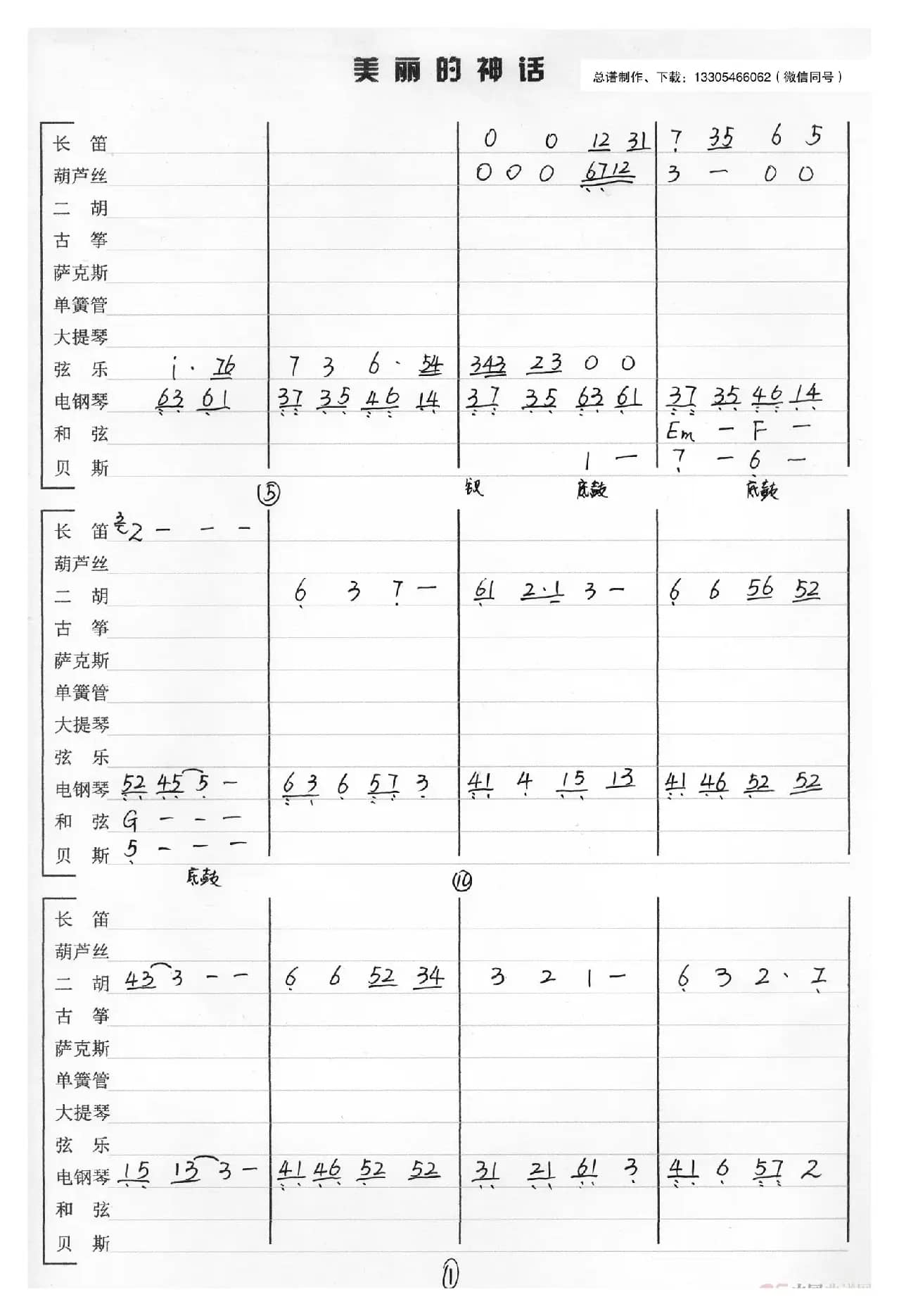 美丽的神话（乐队总谱）