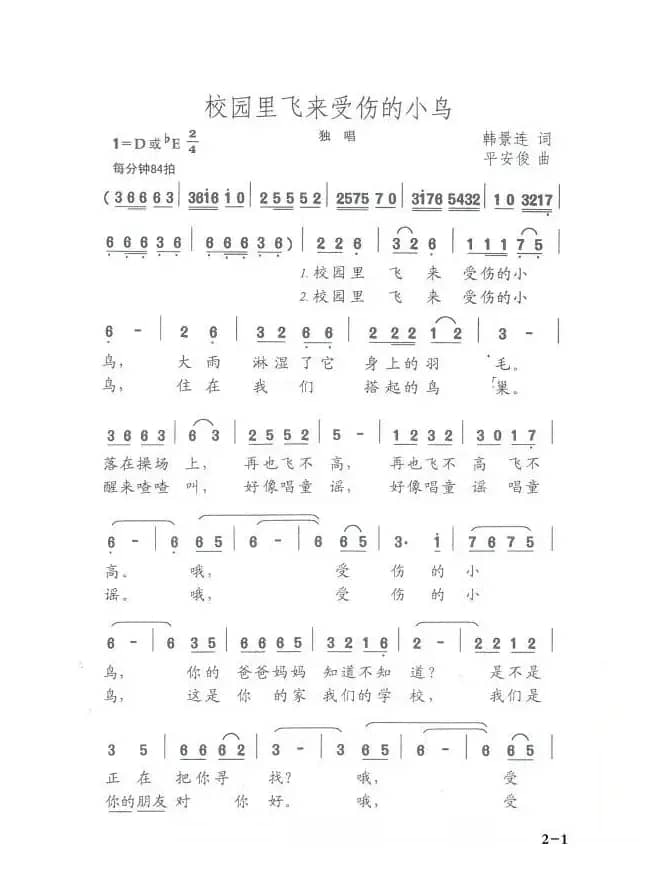 校园里飞来受伤的小鸟