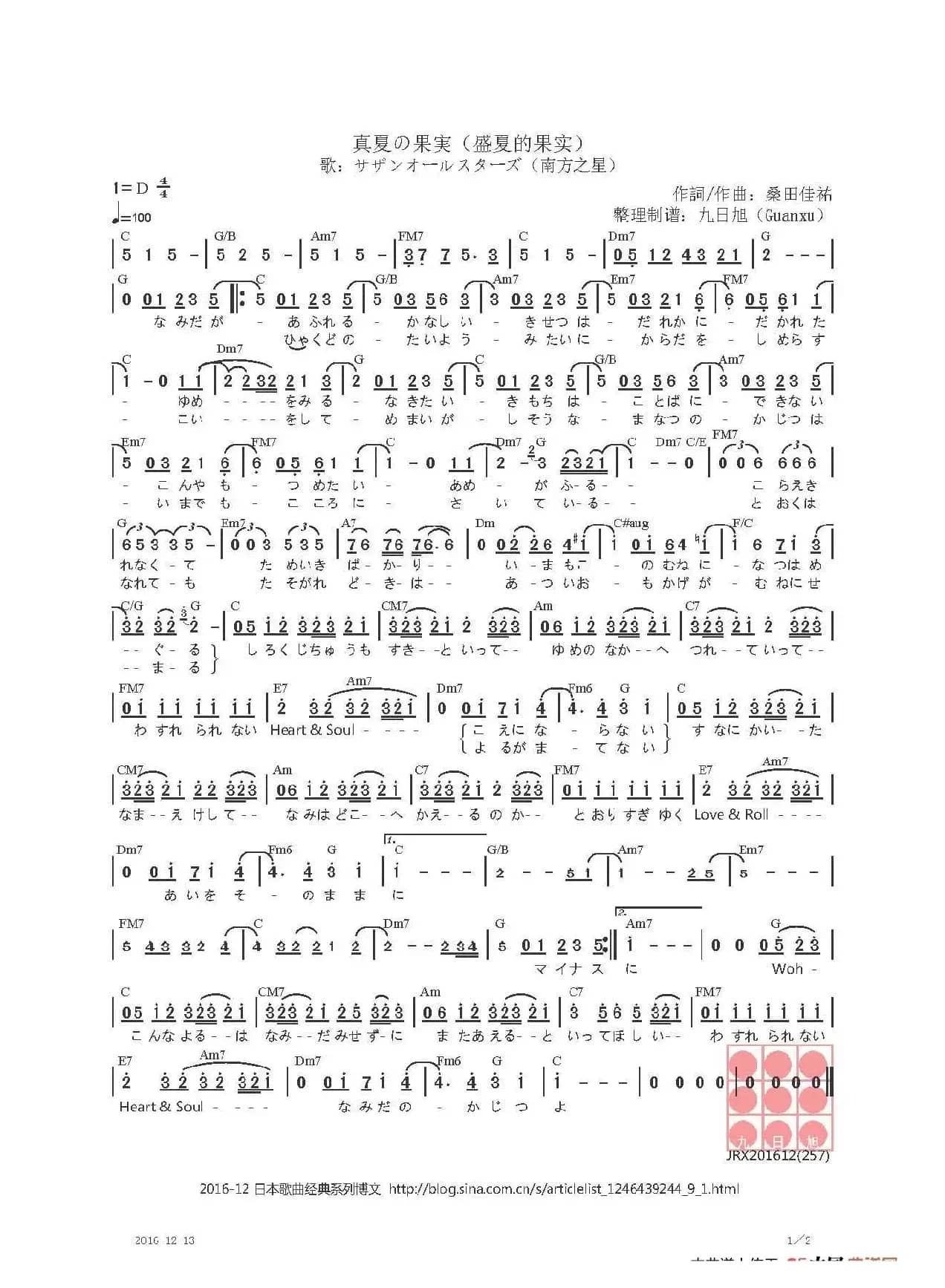 【日】真夏の果実（盛夏的果实（《每天爱你多一些》原曲））