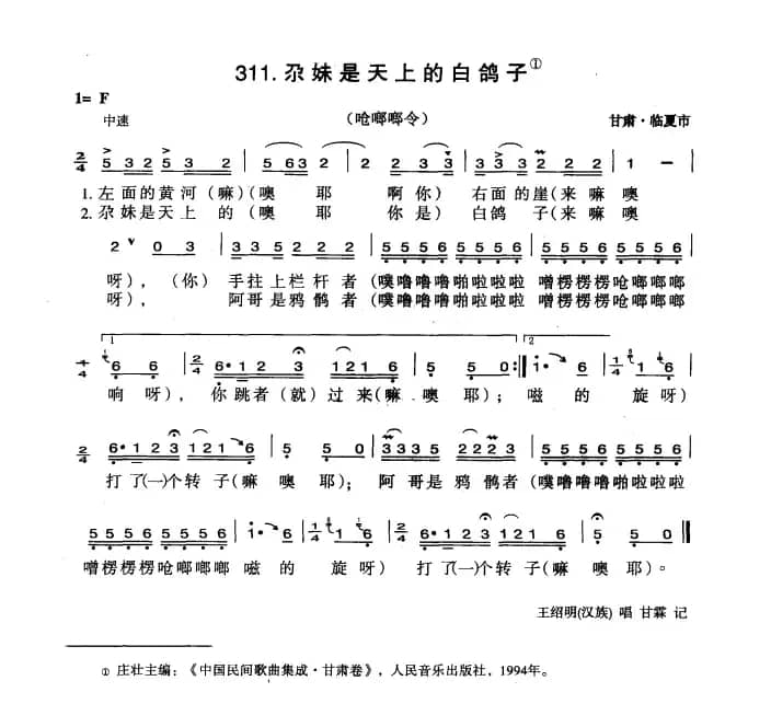 尕妹是天上的白鸽子