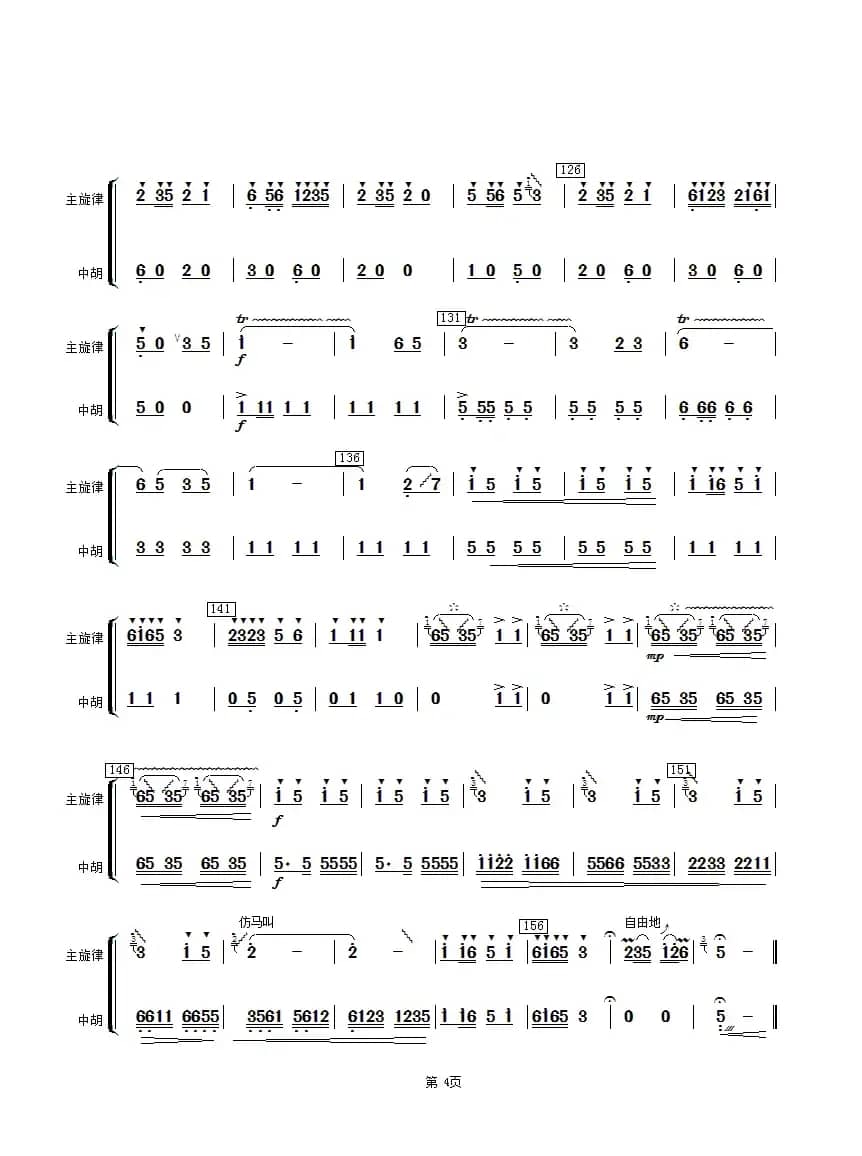 扬鞭催马运粮忙（中胡分谱）