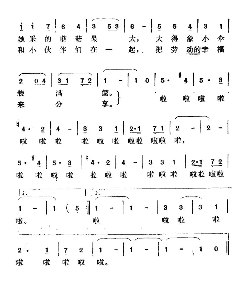 采蘑菇的小姑娘（晓光词 魏群曲）