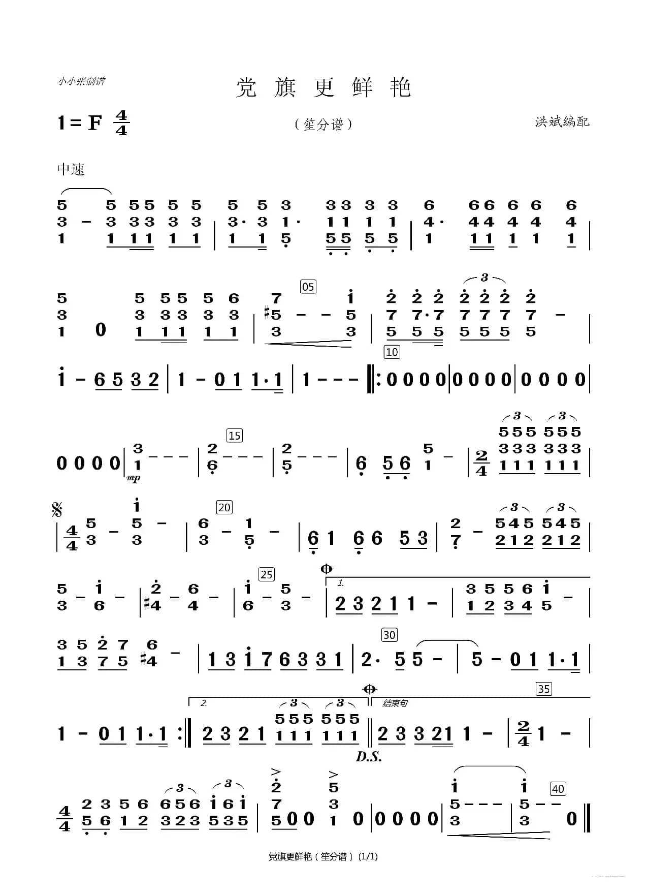 党旗更鲜艳（洪斌配器分谱）（小小张制谱）