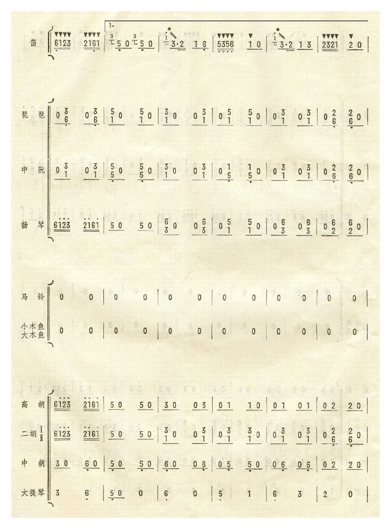 北京喜讯到边寨(民乐简谱总谱)1-10