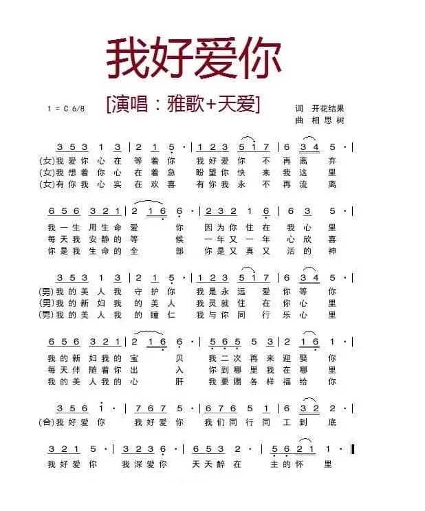 我好爱你[伴奏1]（开花结果作词）