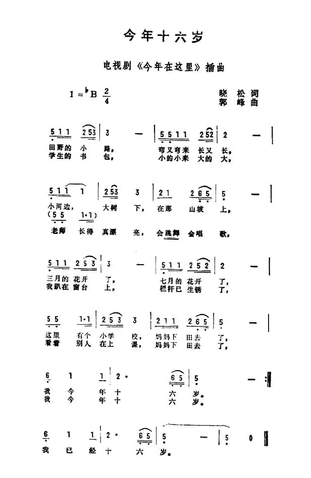 今年十六岁（电视剧《今年在这里》插曲）