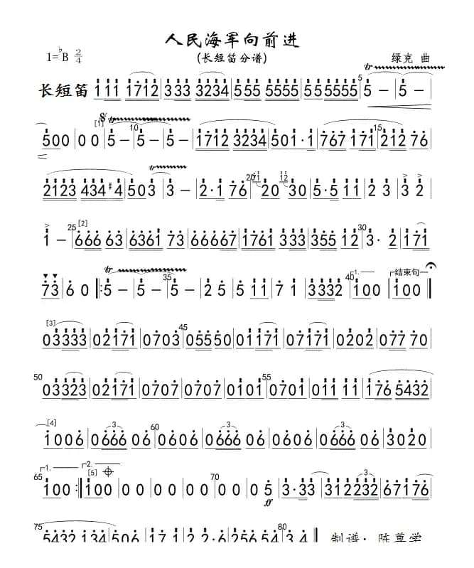 1人民海军向前进(长短笛分谱)军乐简