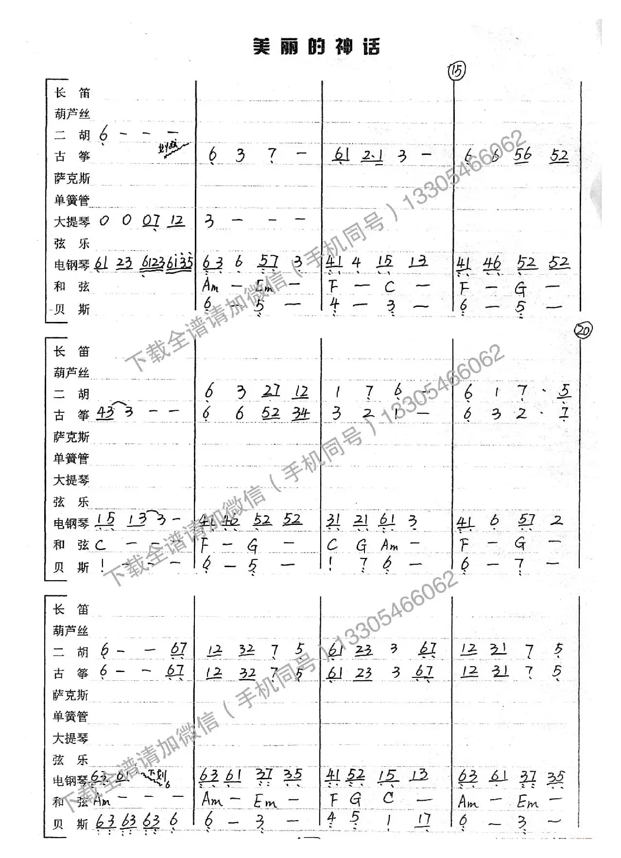 美丽的神话（乐队总谱）