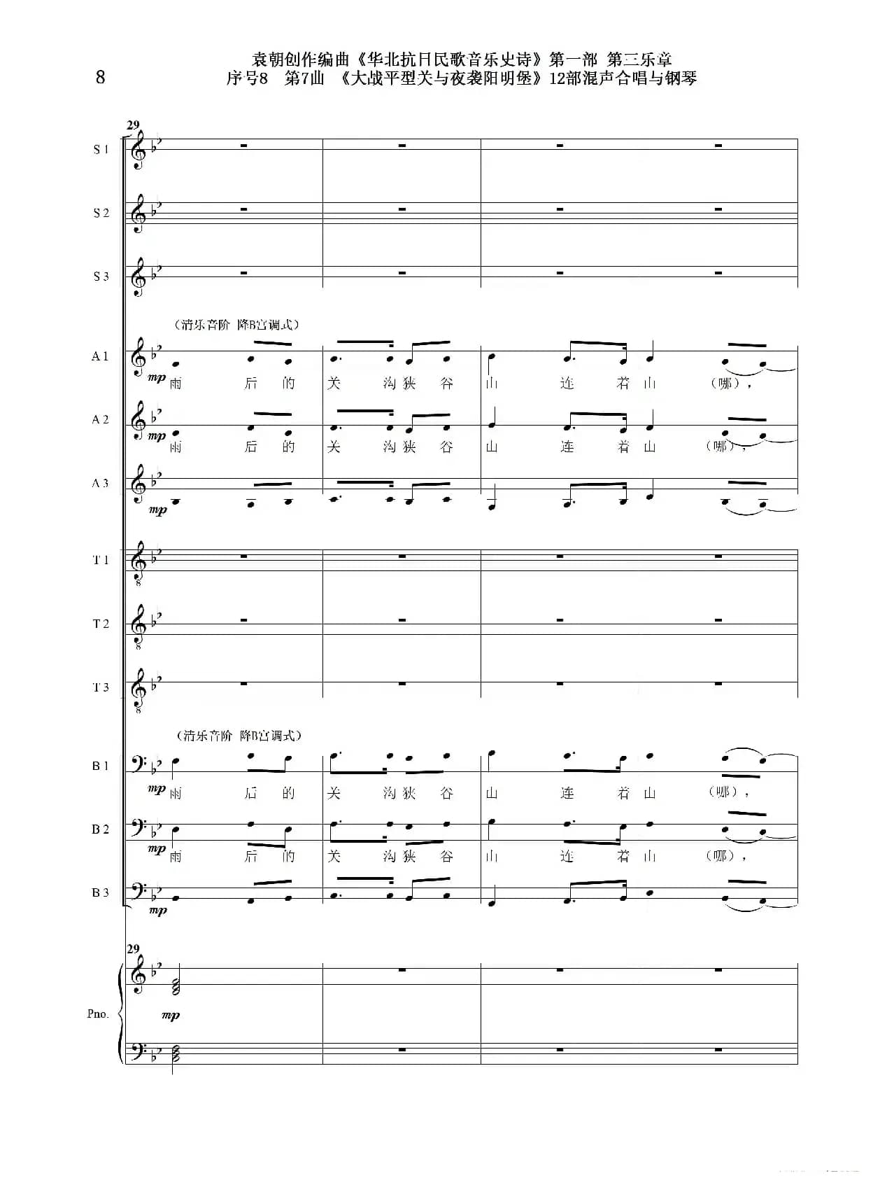 序号8第7曲《大战平型关与夜袭阳明堡》Ⅰ合唱团与钢琴