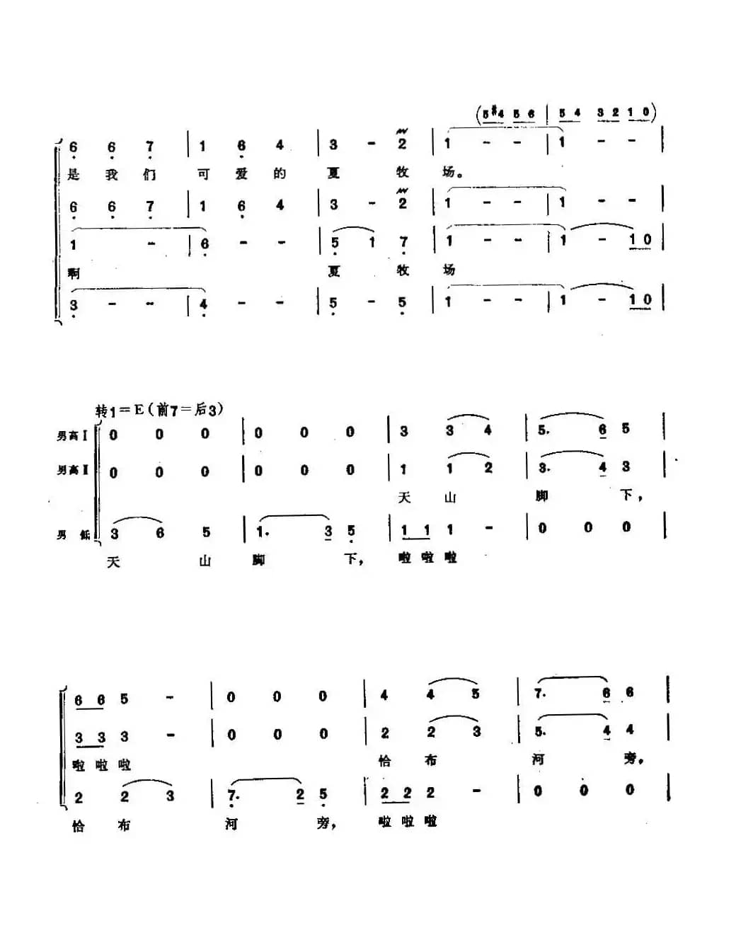 美丽的夏牧场（男声合唱）