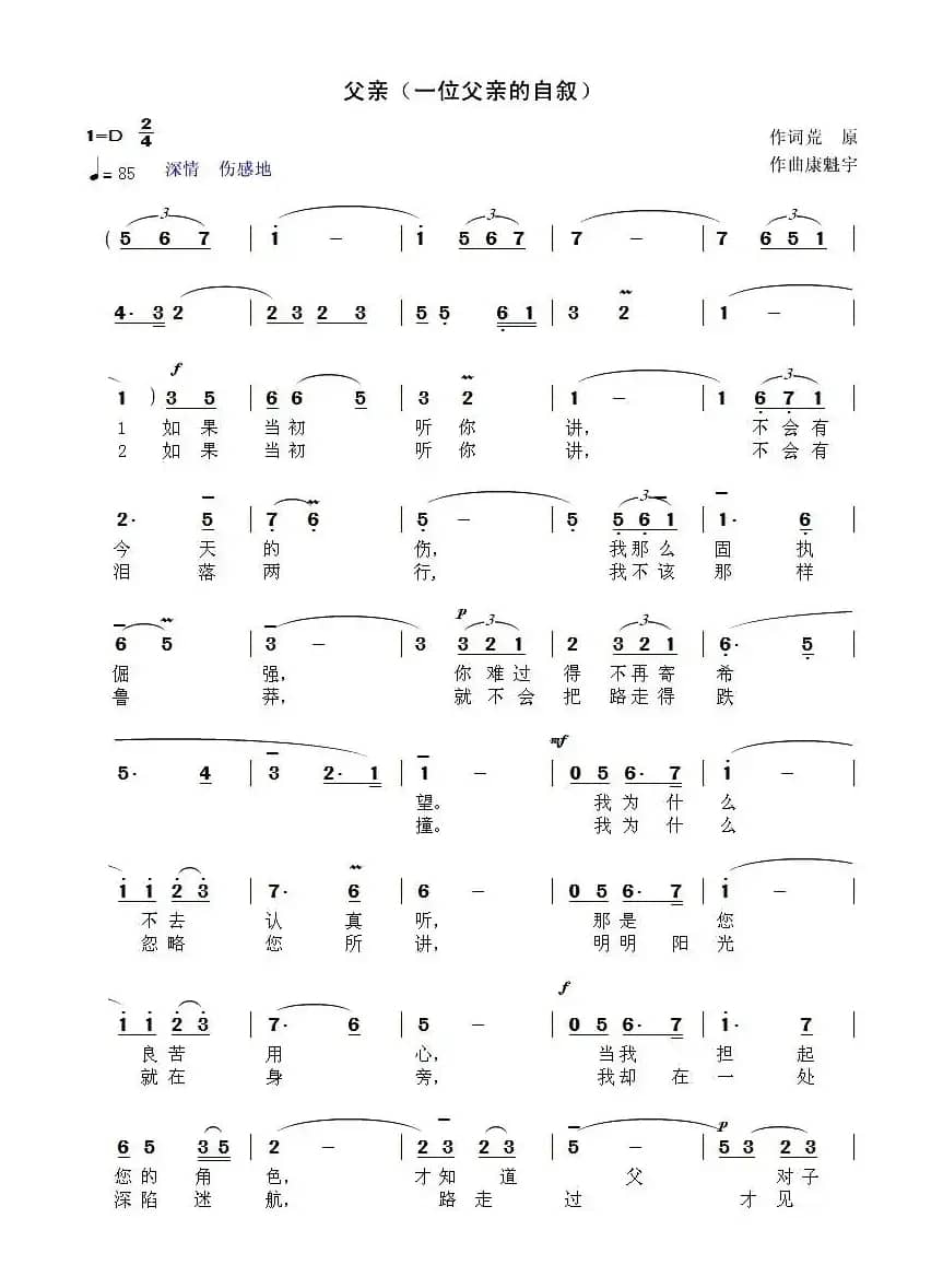 父亲（荒原词 康魁宇曲）