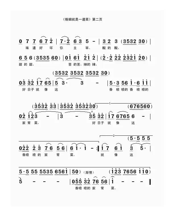 婚姻就是一道菜（常春城词 吴克敏曲）