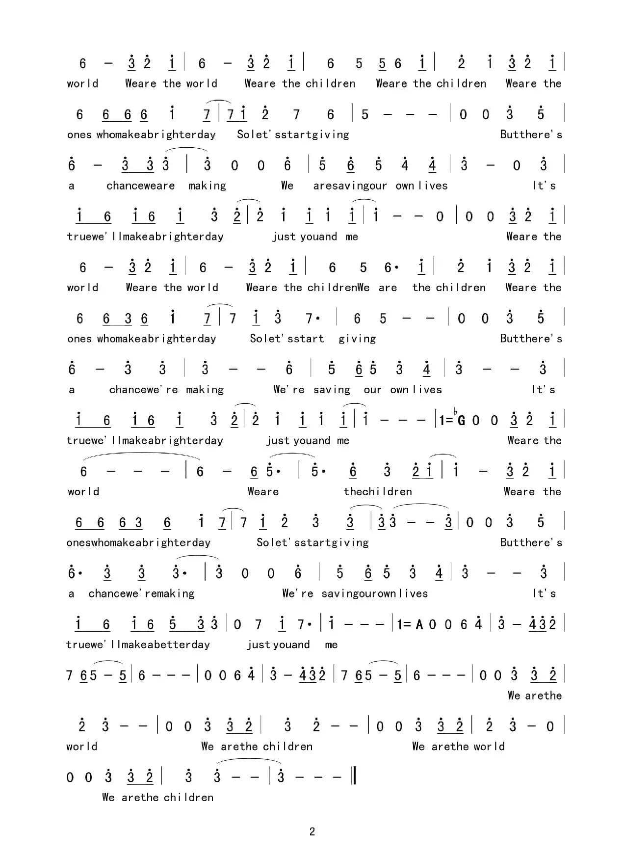 明天会更好（简谱）