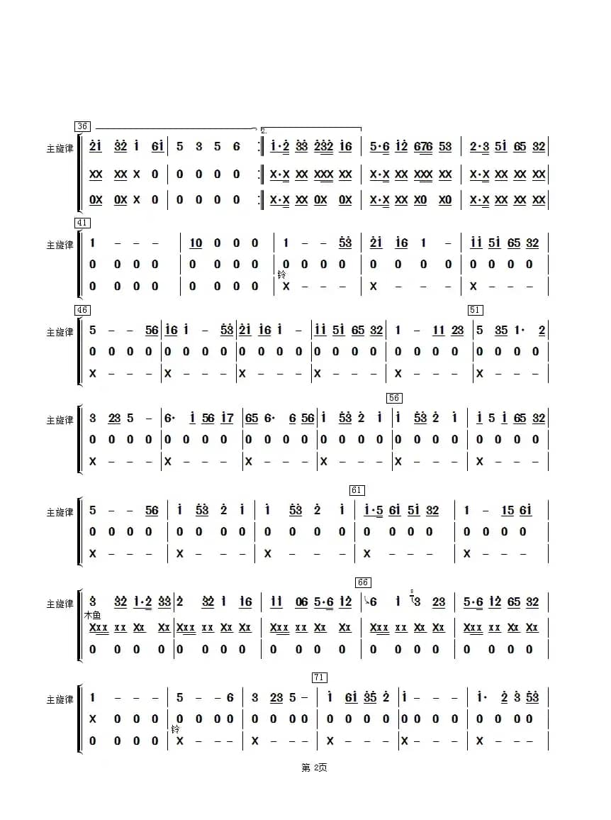 拔根芦柴花（击乐分谱）